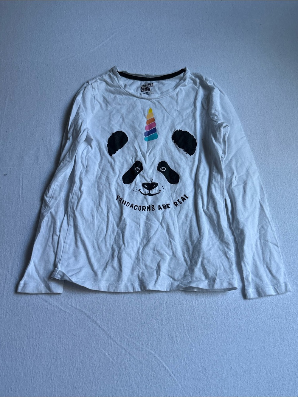 Girls' White Long-Sleeve Pandacorn Graphic Tee